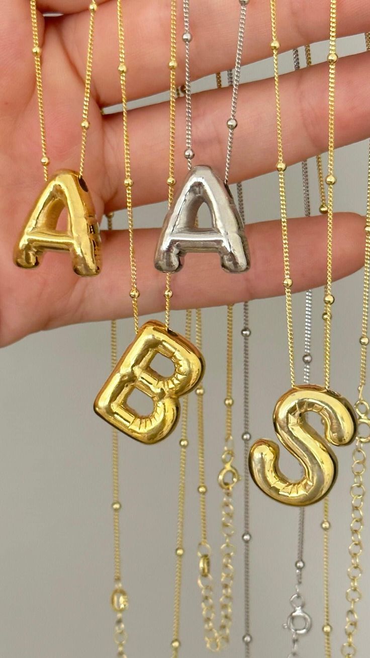 Bubble Letter Initial Necklace (Bundle)