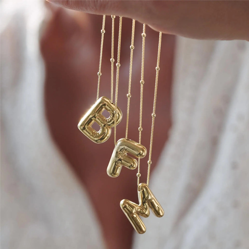 Bubble Letter Initial Necklace (Bundle)