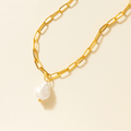 Hanalei Pearl Coin Paperclip Necklace (Kavely)