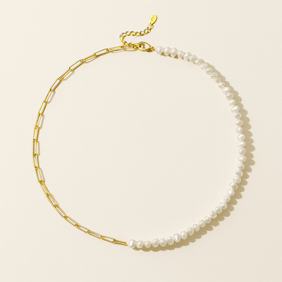 Rhoni® 14K Gold Paper Clip Pearl Necklace