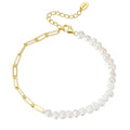Rhoni® 14K Gold Paper Clip Pearl Bracelet (Bundle)