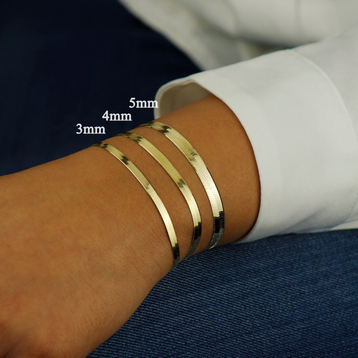 Angelica® Stainless Steel Herringbone Bracelet (Bundle)